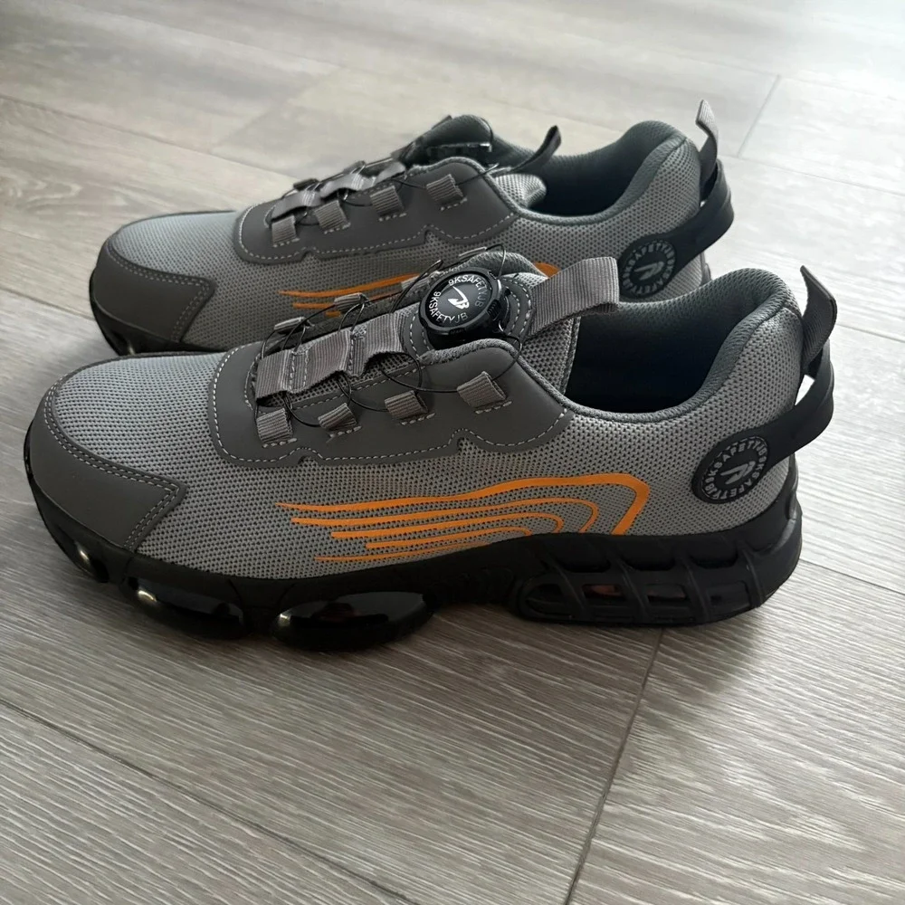 9K SAFETY JB Mens Gray Steel Toe Air Cushion Safety Work Shoes Size‎ US 8